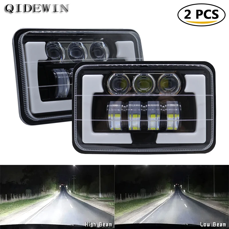 

5.75 Inch LED Spotlight Work Light Off-road Truck Square Angel Eye Headlights Haley Motorcycle Bumper Lamp Fog Lights 2pcs