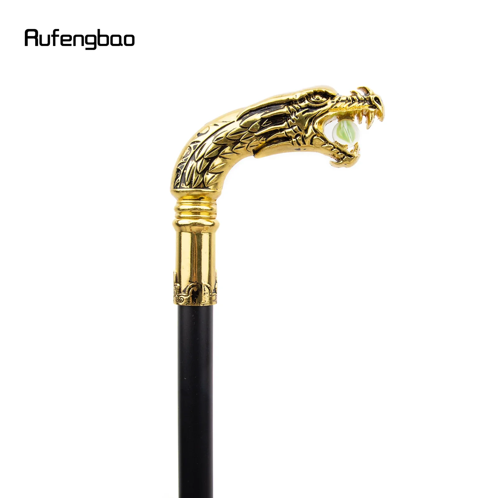 Golden Black Dragon Handle Luxury Walking Stick with Hidden Plate Self Defense Fashion Cane Plate Cosplay Crosier Stick 90cm