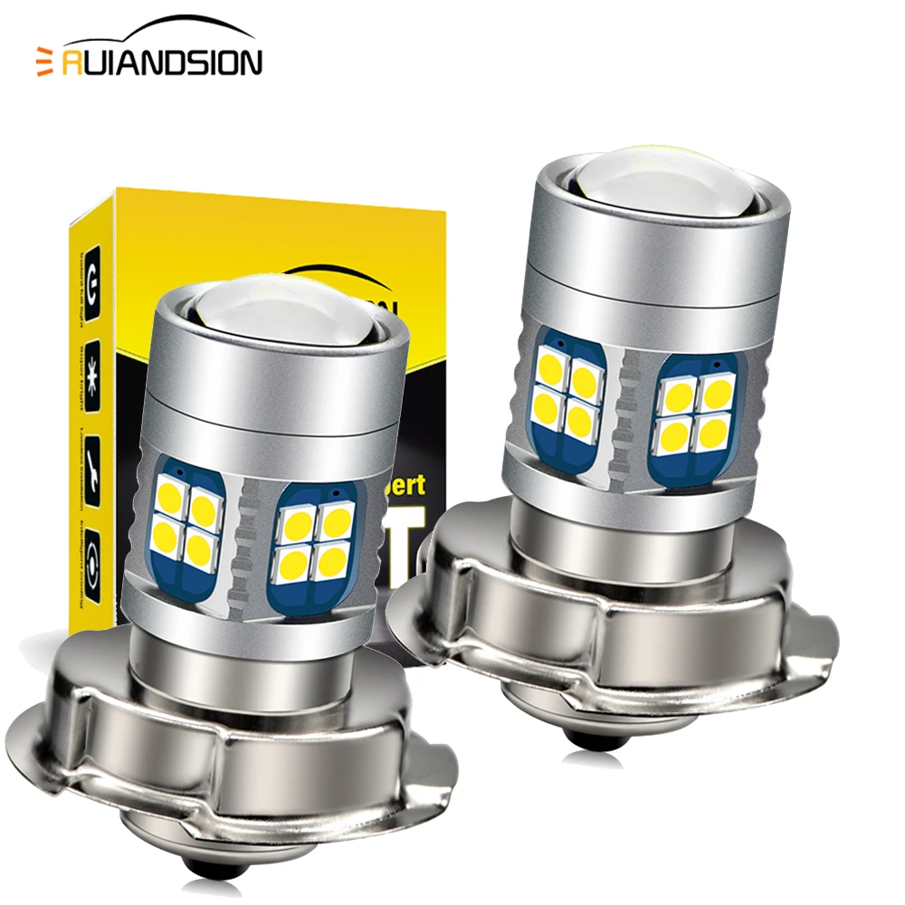 

2Pcs P26S Motorcycle LED Headlight Bulb 6000K White 6-24V 800Lm Super Bright Front Lamp for Scooter ATV UTV RV Plug&Play
