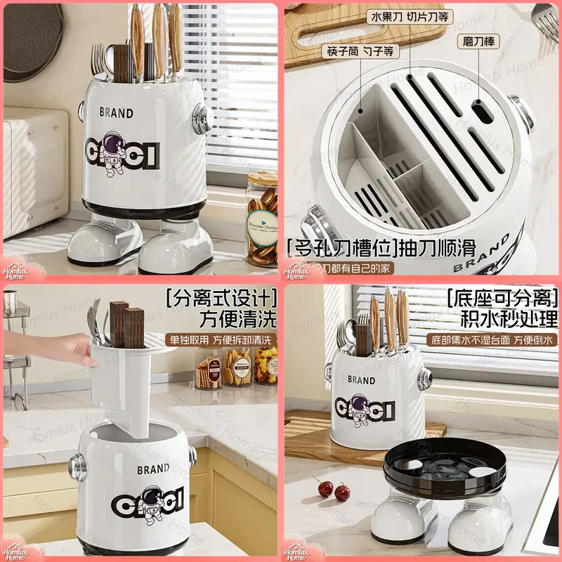 Kitchen Knife Shelf for Home Use Creative Cartoon Tableware Storage Rack Multifunctional Chopsticks Holder Drain Rack Plastic
