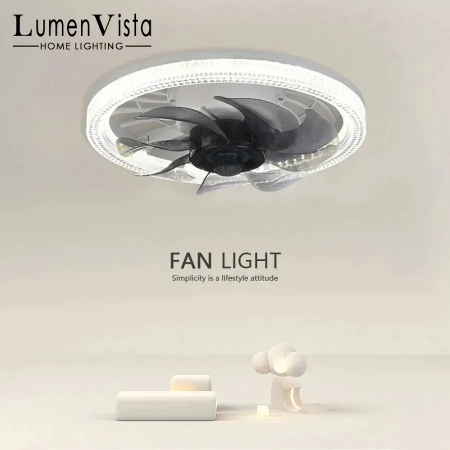 

E27 Fan Light with Remote Control LED Dimmable Household Silent 85-265V Strong Wind Indoor Decoration Ceiling Fan with Light