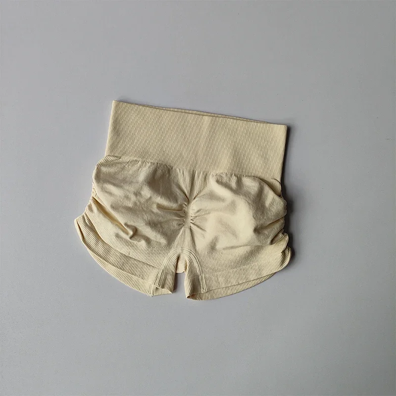 Sexy Plissierte Shorts mit Kordelzug für Damen, Enganliegende Hochgeschnittene Hüftformende Hosen, Atmungsaktive Yoga-Fitness-Dreiviertelhosen – Detail 12