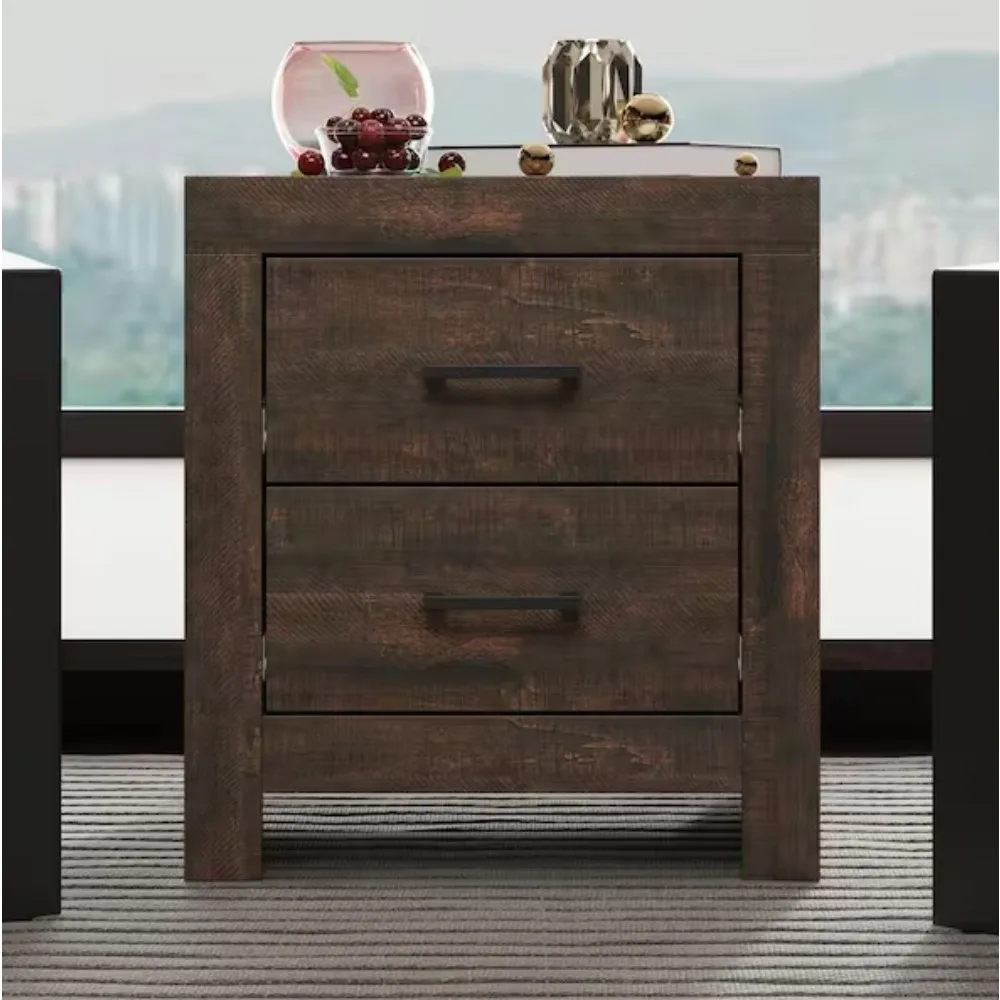 

2-Drawer Wood Grain Nightstands Side Table, 17.7 in. W x 15.7 in. D x 19.7 in. H; furniture bedroom