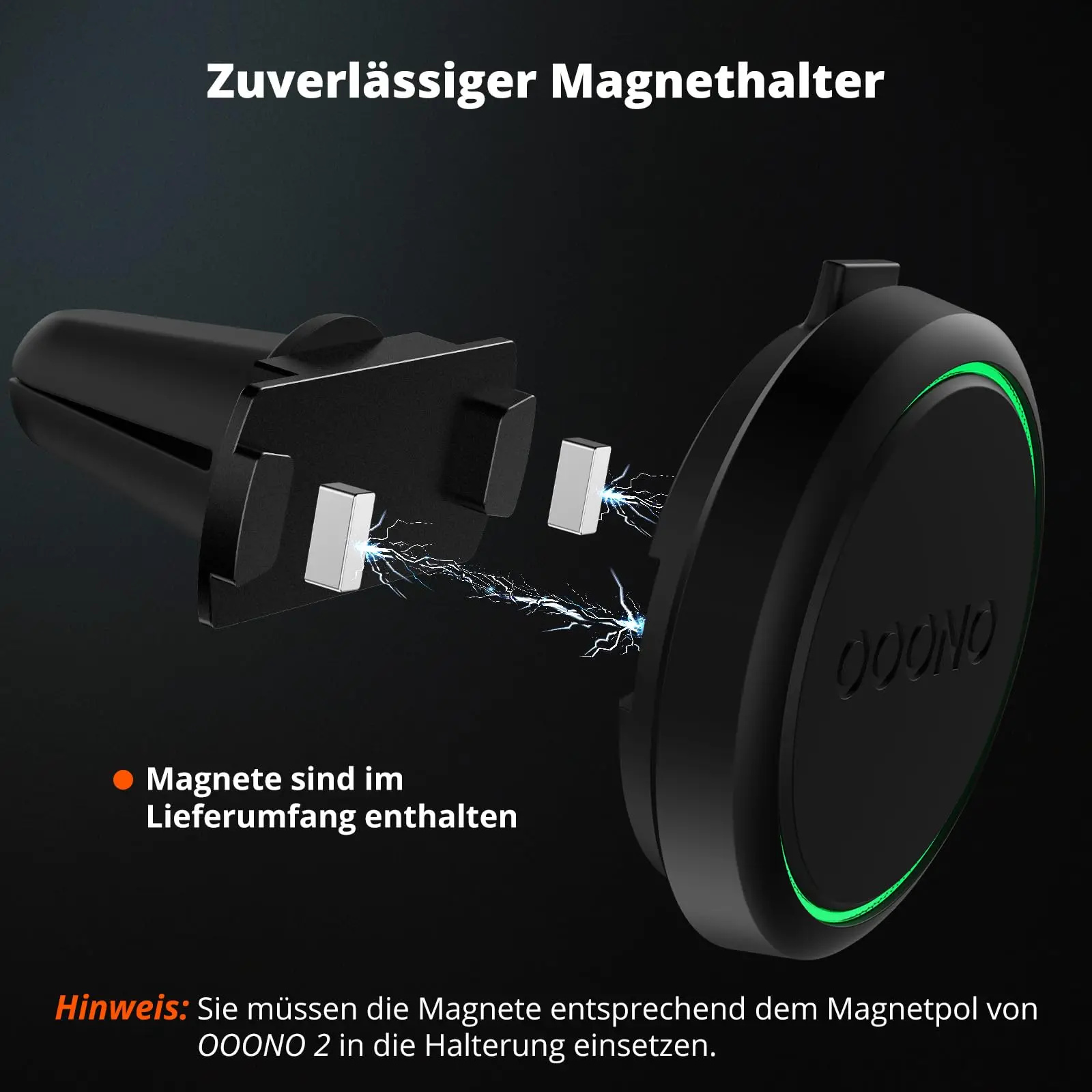 Magnetic Car Air Vent Mount for OOONO CO-Driver NO2, Metal Air Vent Holder with Built in Magnets, Compatible with OOONO NO2 Spee