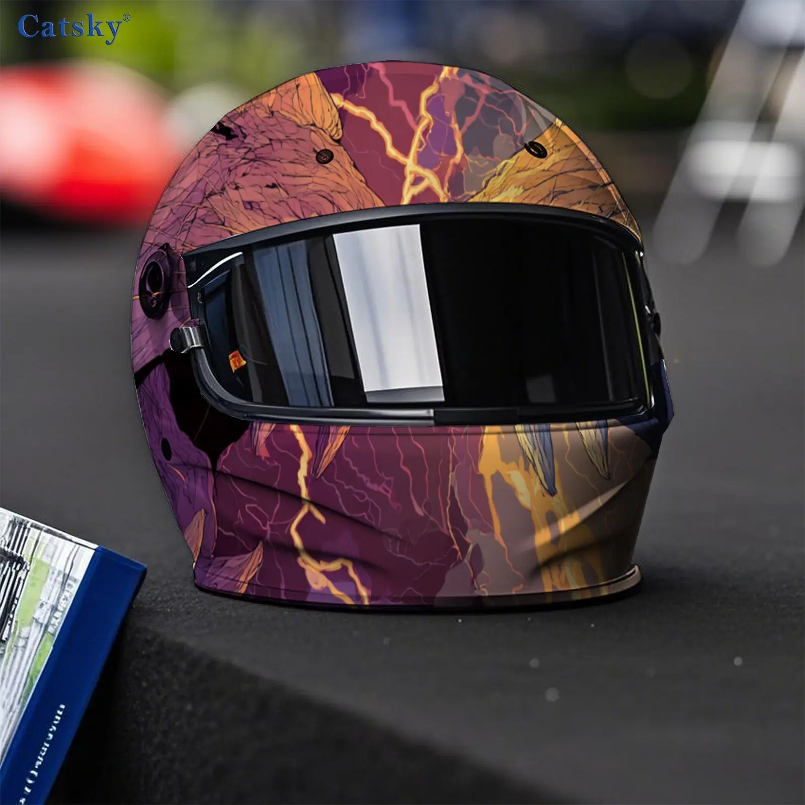 Art - Beast Clash Helmet PVC ملصق واقٍ، ملحق ديكور خارجي لخوذة الدراجة النارية، فين مقاوم للماء وذاتي اللصق