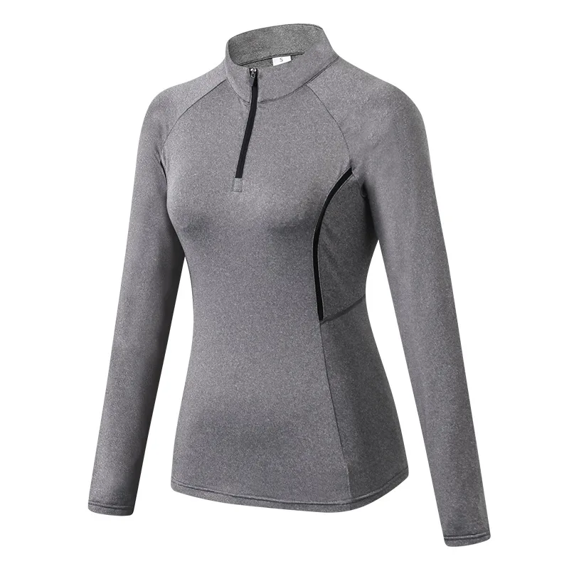 Ropa deportiva de invierno para mujer, ropa deportiva de manga larga para correr y yoga, medias elásticas altas, suéter informal de entrenamiento con cuello levantado