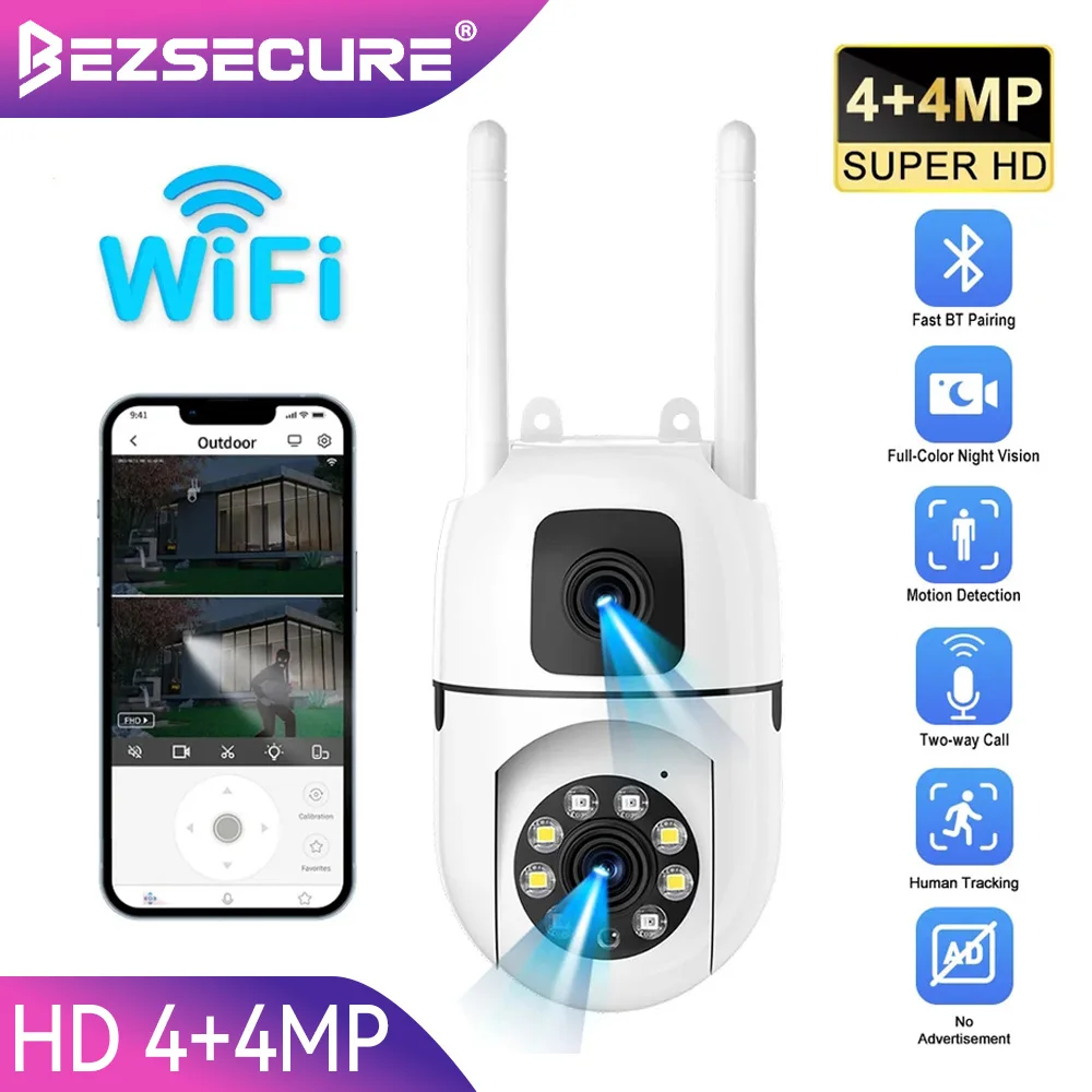 

2.4G WiFi 8MP PTZ-камера безопасности O-KAM Pro с приложением, обнаружением человека, автоматическим отслеживанием, двусторонней аудиосвязью и полноцветным ночным видением
