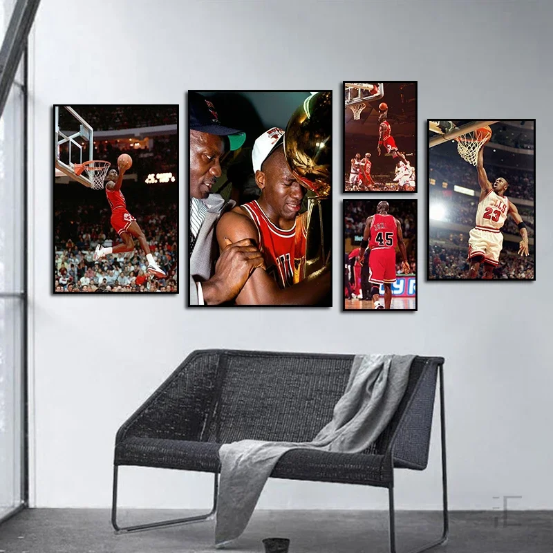 

Basketball star dunking posters mural famous modern minimalist tin painting bar art picture living room decoration