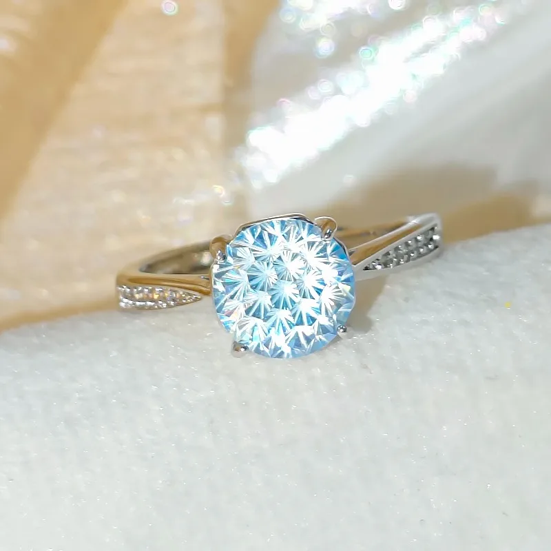 925 Sterling Silver Romantic Millennium Cut High Carbon Diamond Ladies Elegant Simple Wedding Ring Lover Jewelry