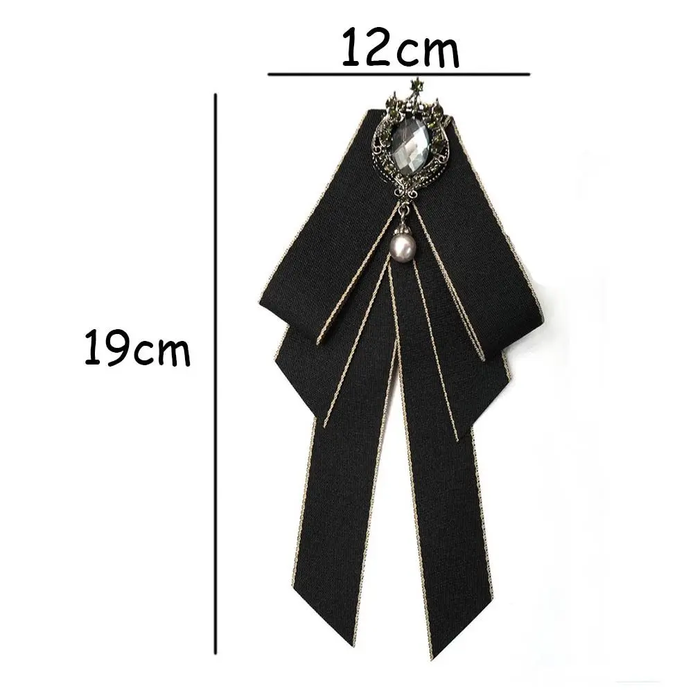 高級リボンリボンボウタイクリスタル手作りリボン弓ブローチ生地布アートラインストーン蝶ネクタイビジネスフォーマルドレスシャツ