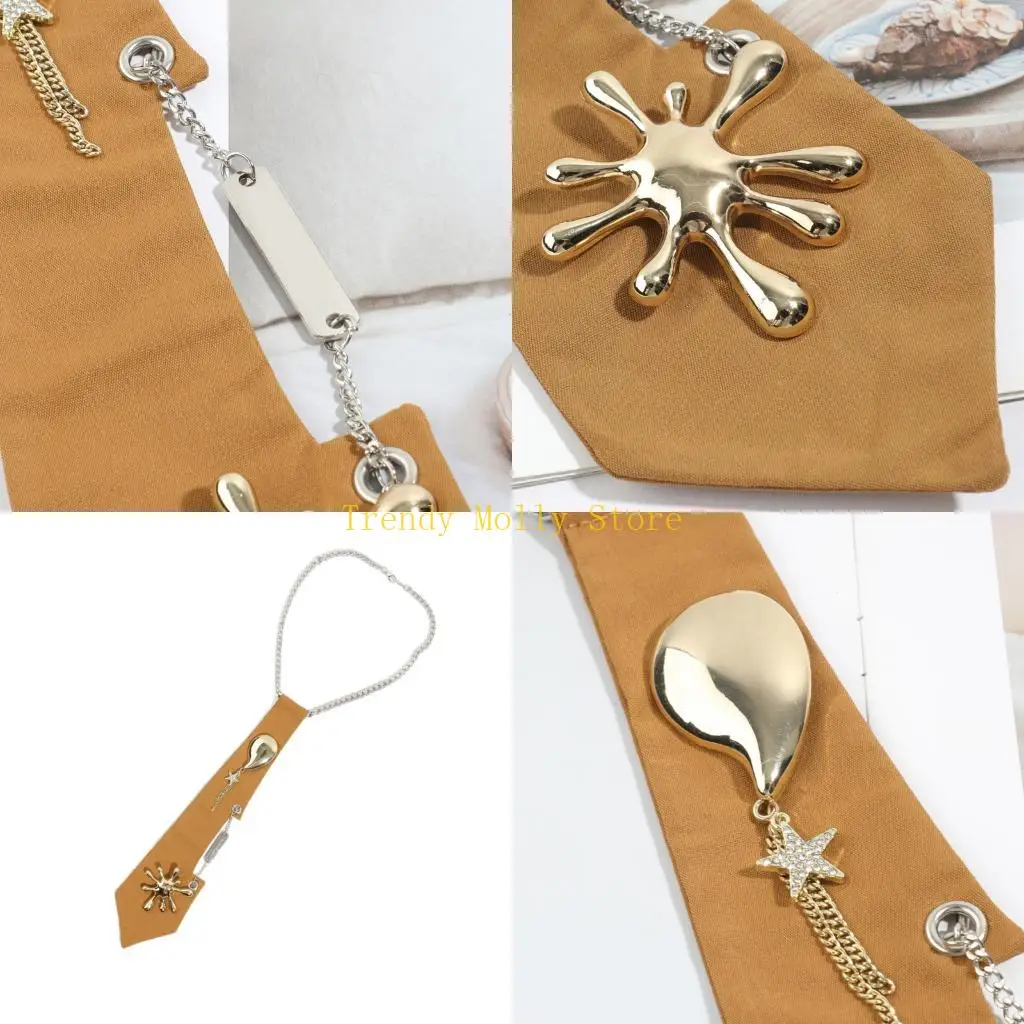 n5kb-uniform-punk-tie-for-senior-high-school-uniform-pre-tied-metal-chain-rhinestones