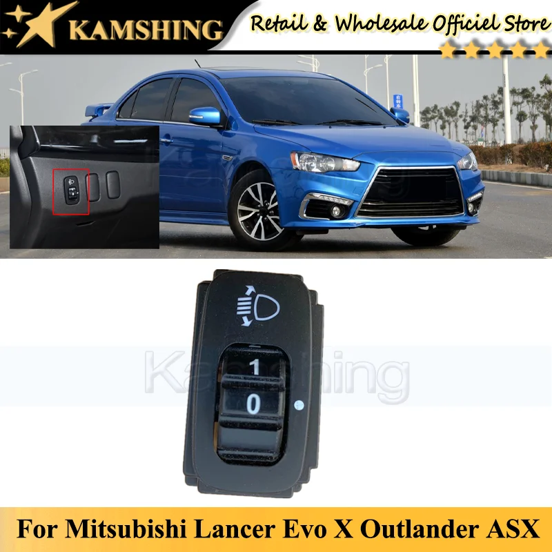 CAPQX Headlight Level Switch Headlamp Leveling Button For Mitsubishi Lancer Evo X Outlander ASX headlight adjustment switch