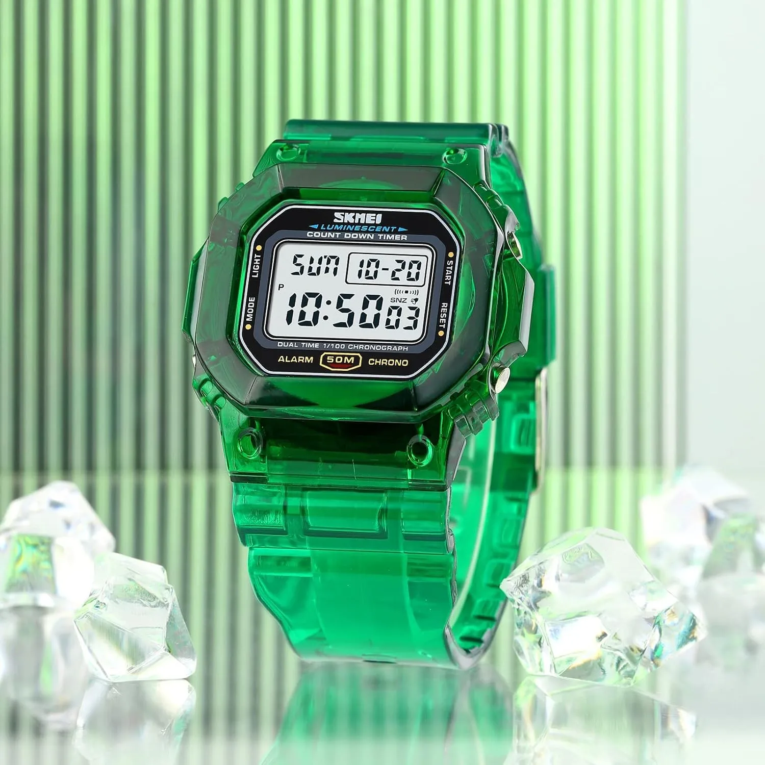 ساعة رقمية عسكرية للرجال 50 متر مقاومة للماء بإضاءة خلفية LED رياضية #4