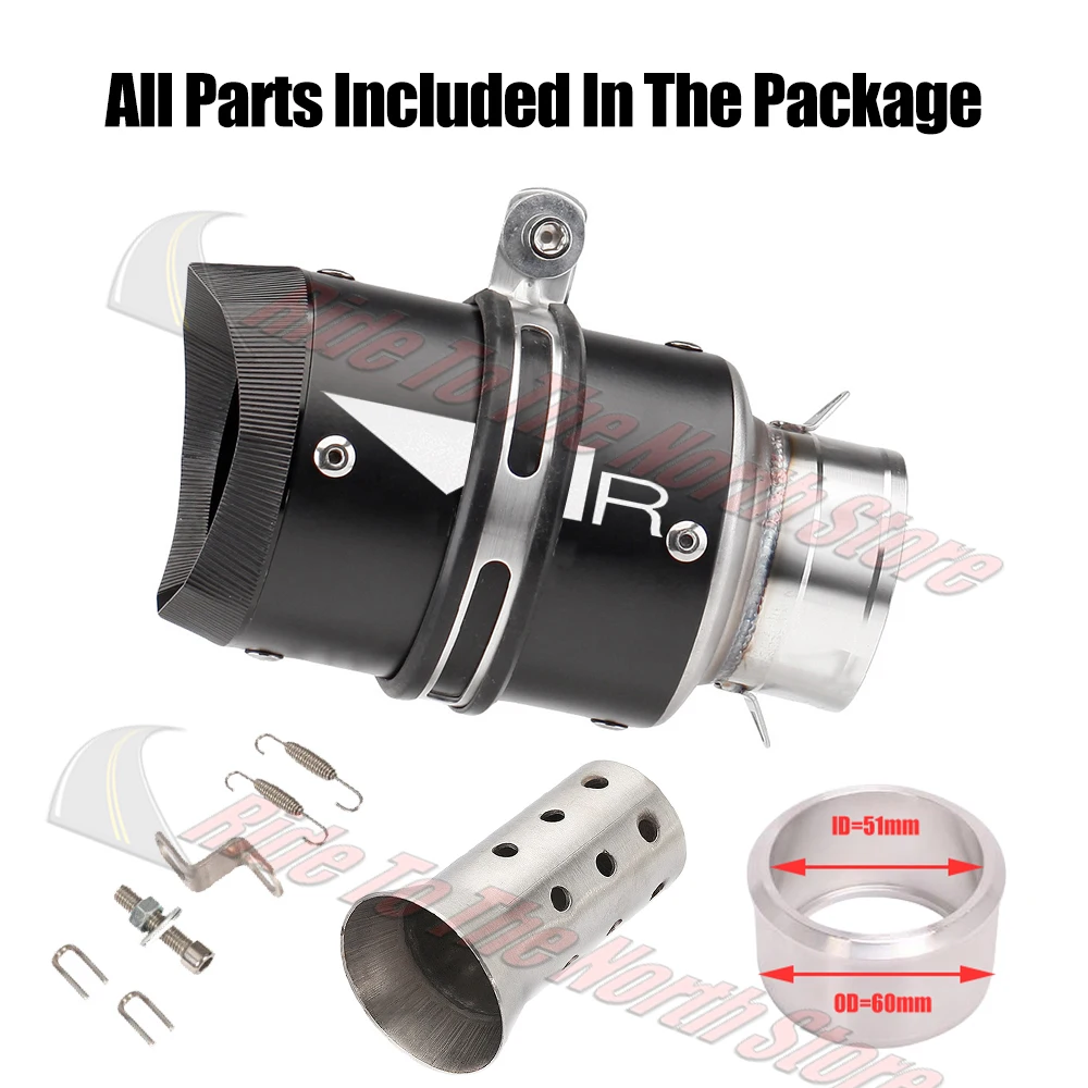 5160mm Inlet AR Ti Carbon Stainless Exhaust Muffler Universal Tail Pipe For Kawasaki Yamaha Honda Suzuki Ktm CFmoto gp1r Upgrade - view 5