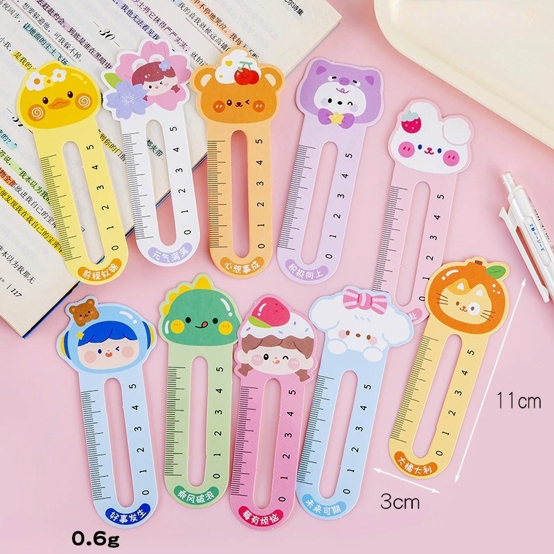 Hot-selling Ruler Bookmark Paper Cartoon Creative Stationery Elementary School Gift Small Gift Cute Reading Bookmark Card