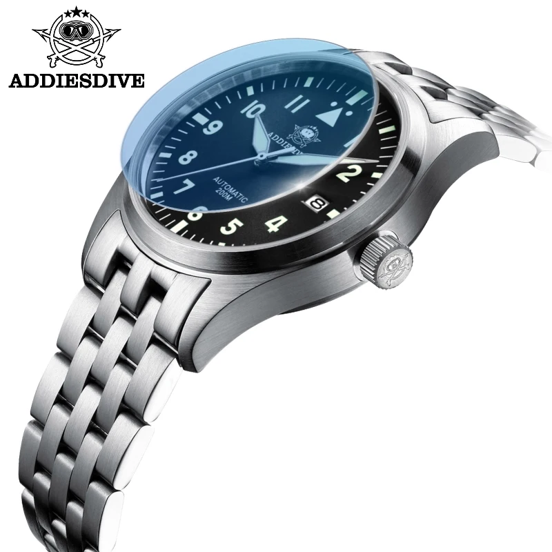 Reloj de regalo para hombre ADDIESDIVE, reloj mecánico automático de zafiro de acero inoxidable NH35, reloj luminoso de cuero resistente al agua de 200m