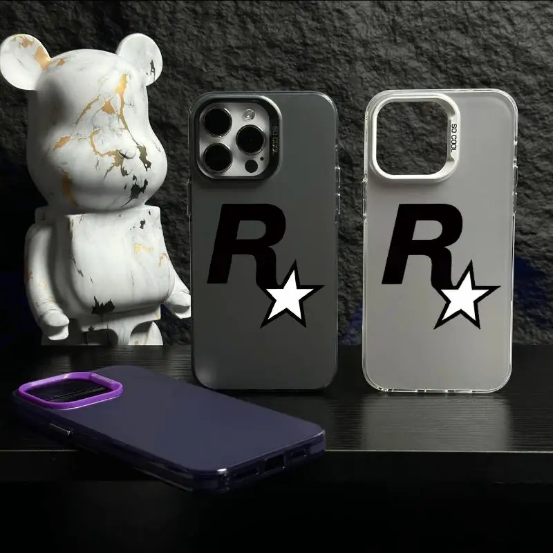 Trendy Brand Rock Phone Case for iPhone 15 Pro Max 14 Plus 13 12 11 XR X Funda Star Plating Game Matte Paramount Rock-star Cover