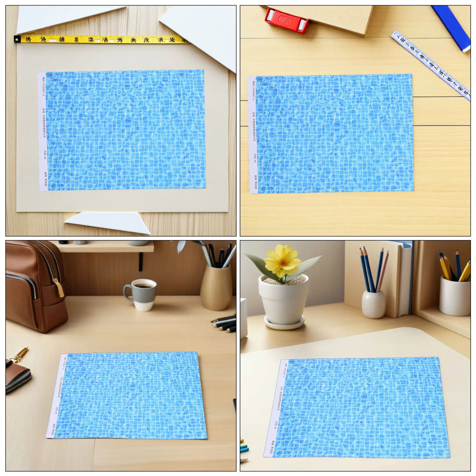 Water Texture Stickers 10Pcs Glossy River Surface Sheets for DIY Miniature Landscape Tabletop Terrain