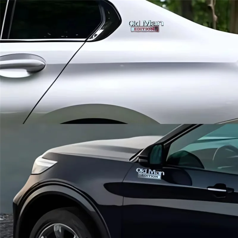 شعار السيارة ثلاثية الأبعاد ملصقات معدنية مقاوم للماء غير قابل للصدأ لاصق 2 قطعة طبعة الرجل العجوز شارات شعار السيارة الرجل العجوز إضافة B-AS97