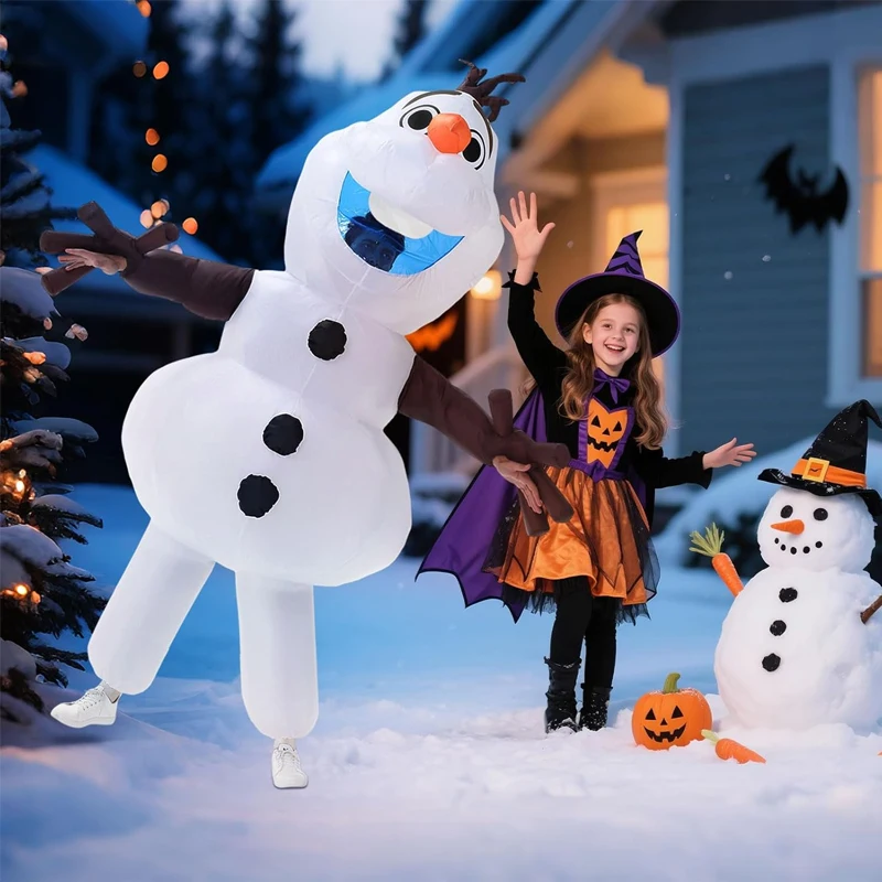 Anime Snowman Inflatable Suit Adult Olaf Snowman Cartoon Inflatable Costume Halloween Christmas Cosplay Party Inflatable Suit
