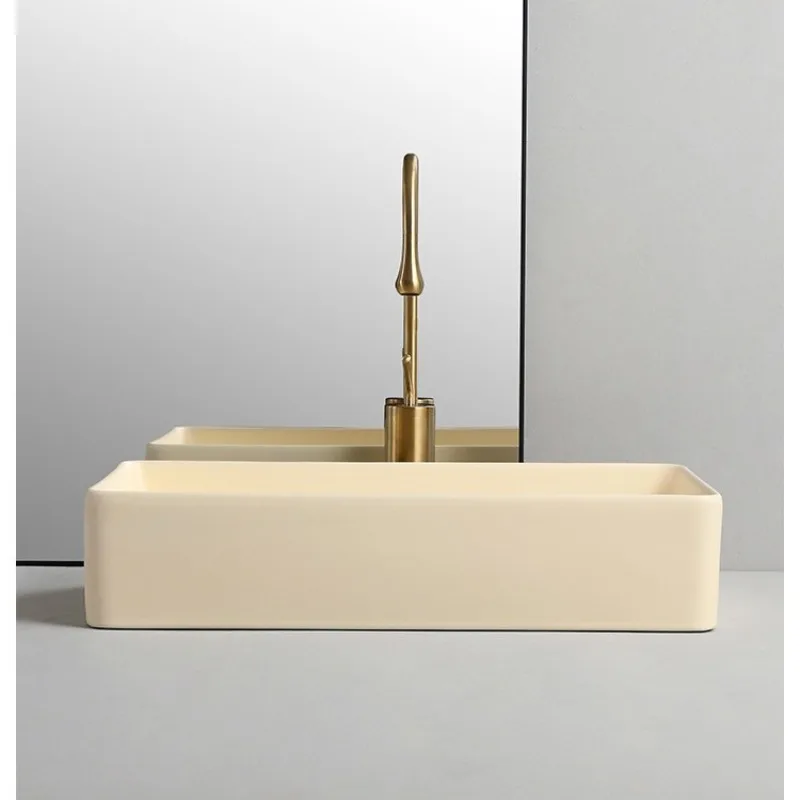 

Кремовая керамическая сторона для ванной комнаты, прямоугольный стол, умывальник, бытовая тарелка для мытья рук на балконе