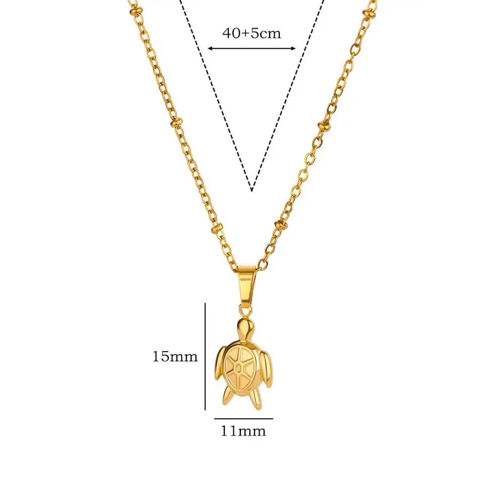 Cute Sea ​​Turtle Pendant Stainless Steel Necklaces for Women Gold Color Animal Aesthetic Pendant Necklace Aesthetic Jewelry