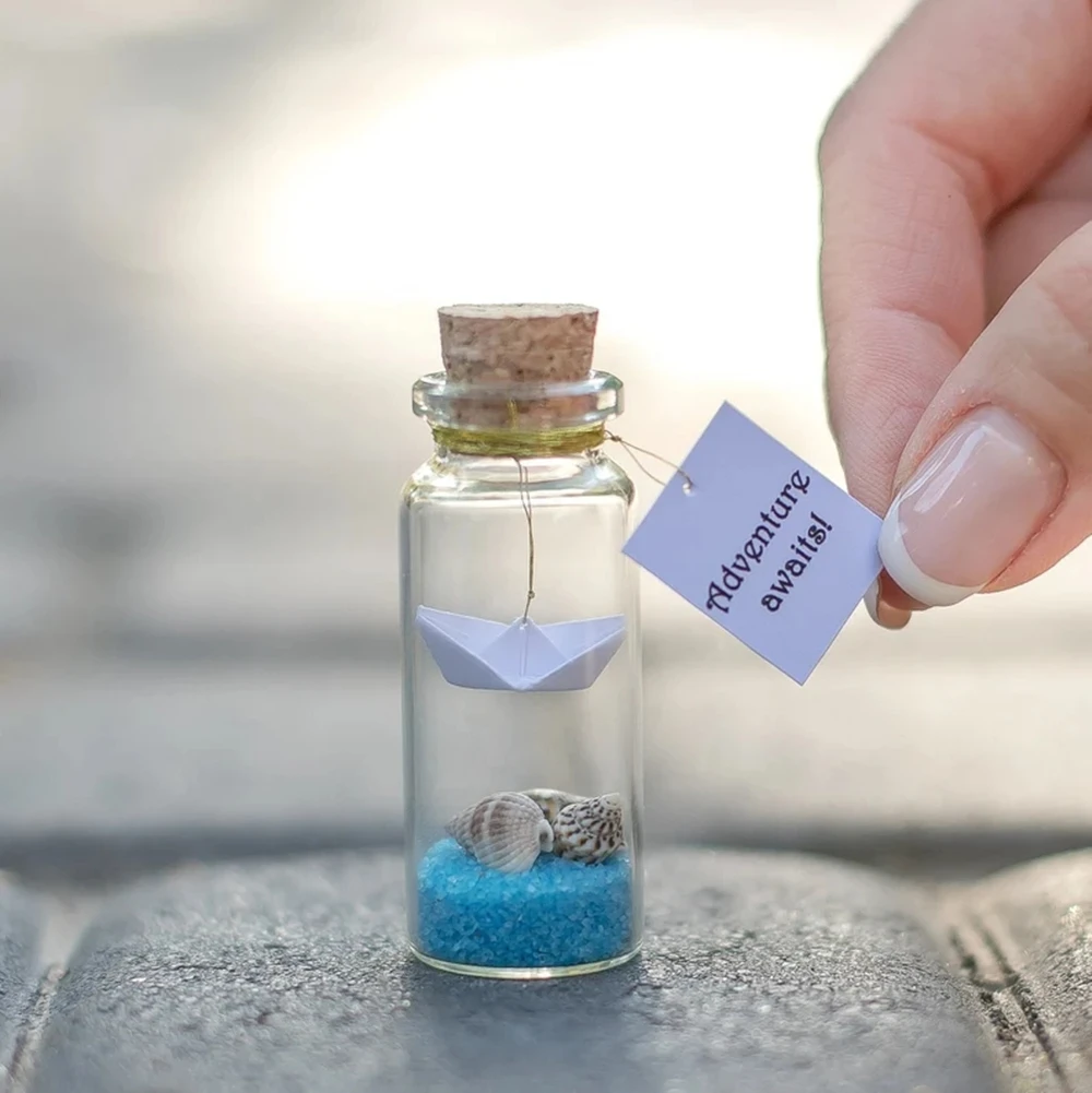 Mini Boat in Bottle with Cork, Corked Bottle, Corked Bottle, Miniature Boat