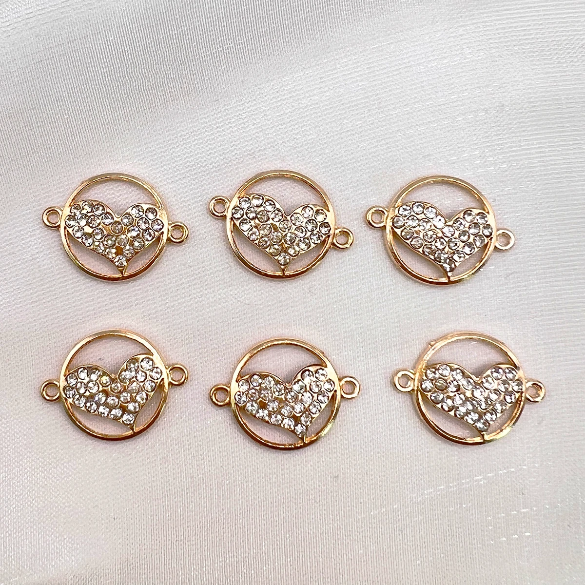 

10pcs 17*22mm double hole gold heart shape alloy pendant,suitable for earring bracelet DIY connection making,charms for jewelry