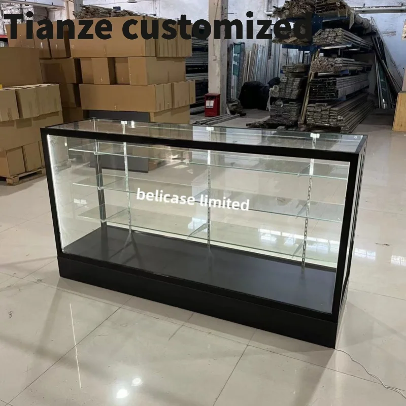 

Customized-Aluminum Frame Glass Display ExtraDisplay Cabinet Smoke Shop Showcase Counters with Sliding Door