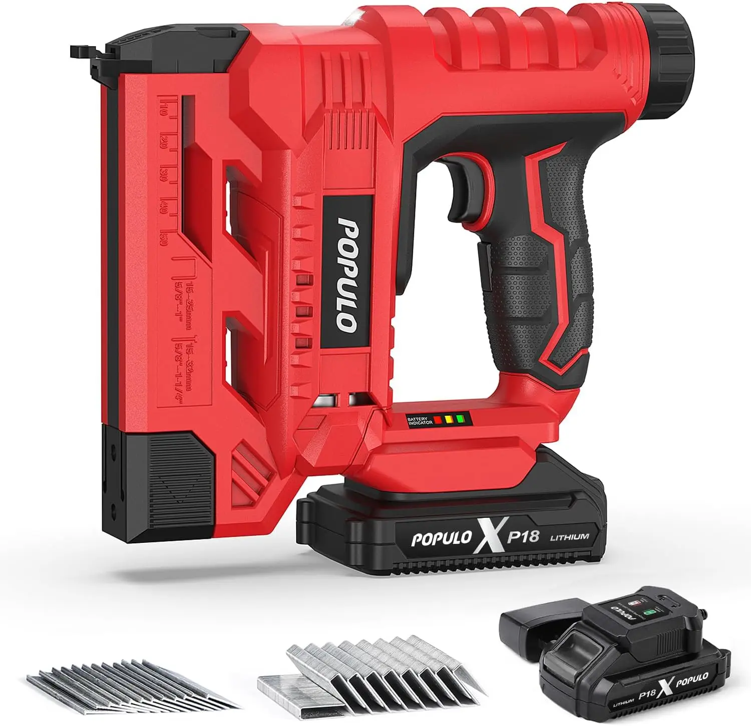 

Cordless 18 Gauge 2-in-1 Brad Nailer and Stapler, 20V Battery Powered, Includes 2.0Ah Battery, Charger, 1600 Staples & Nails, Electric Staple Gun for Carpentry and Upholstery