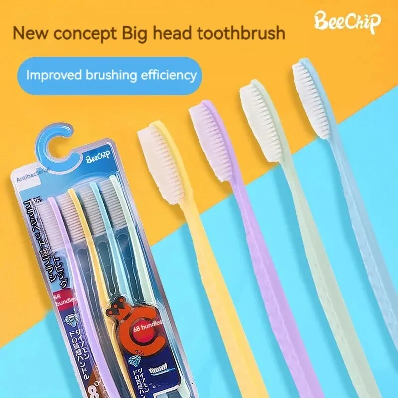 4PCS Macaron Color Soft Adult Toothbrush Soft Bristles Extended Gums Comfort Teeth Ultra Soft Oral Cleaning Brush