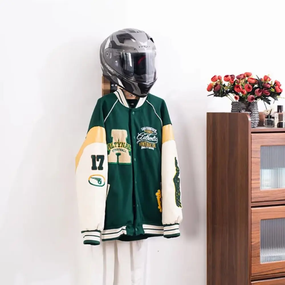 

American Style Wooden Helmet Rack Hanger Wall Mount Hat Bracket Durable Sturdy Motorcycle Helmet Holder Bike Racing Coats