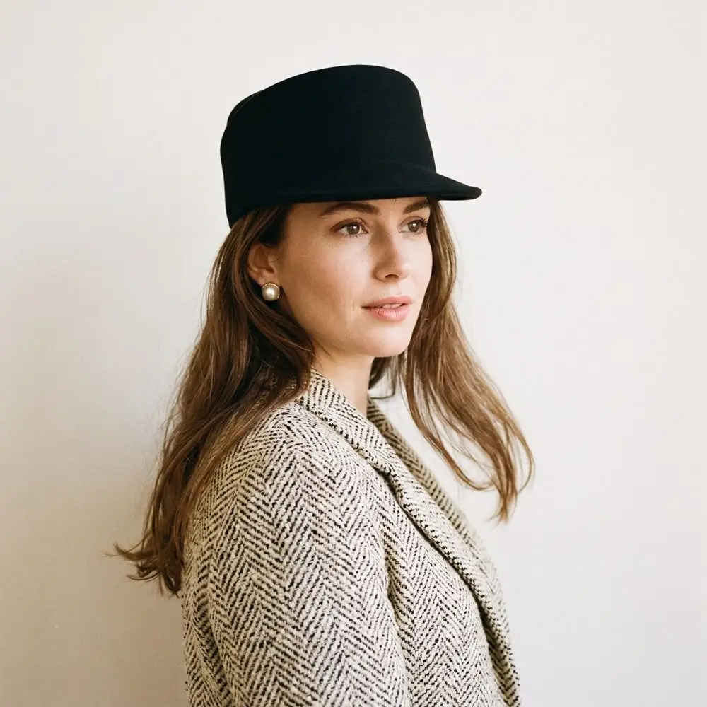 Vintage British Style Wool Equestrian Hat Retro Elegant Beret Versatile Charm Woolen Felt Hat Cocktail Event