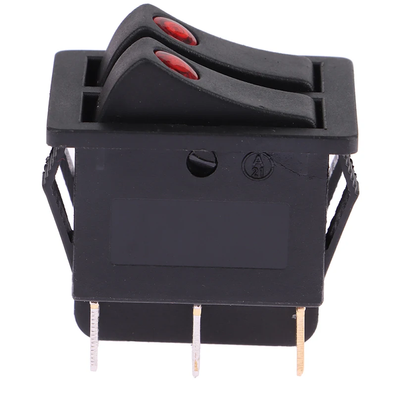 KCD3-606 Double Rocker Switch With Light ON/OFF 6Pin Power Button Switch Electric Baking Pan Electric Heater Switch 16A~250V AC