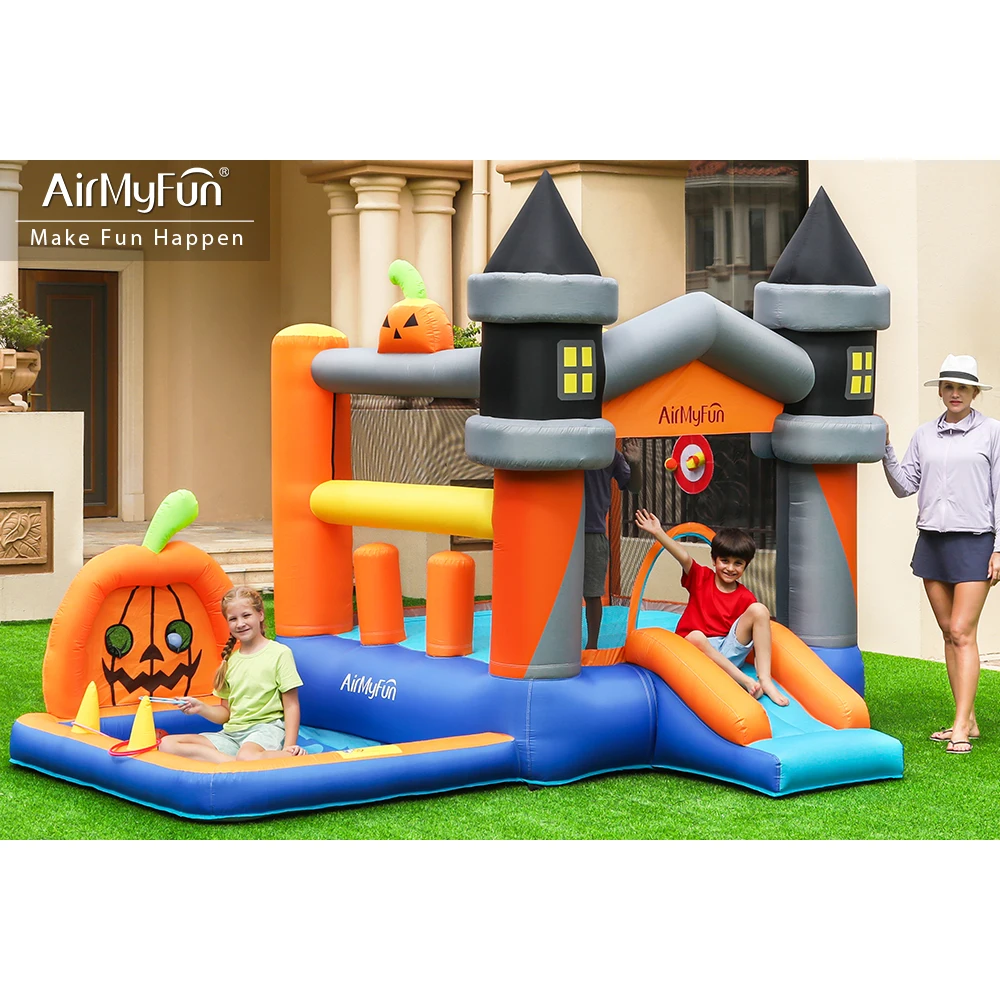 

Factory Halloween Jumping Inflatable Bounce House Bouncy Castle With Slide Outdoor Inflatable Bouncer Castle for Kids