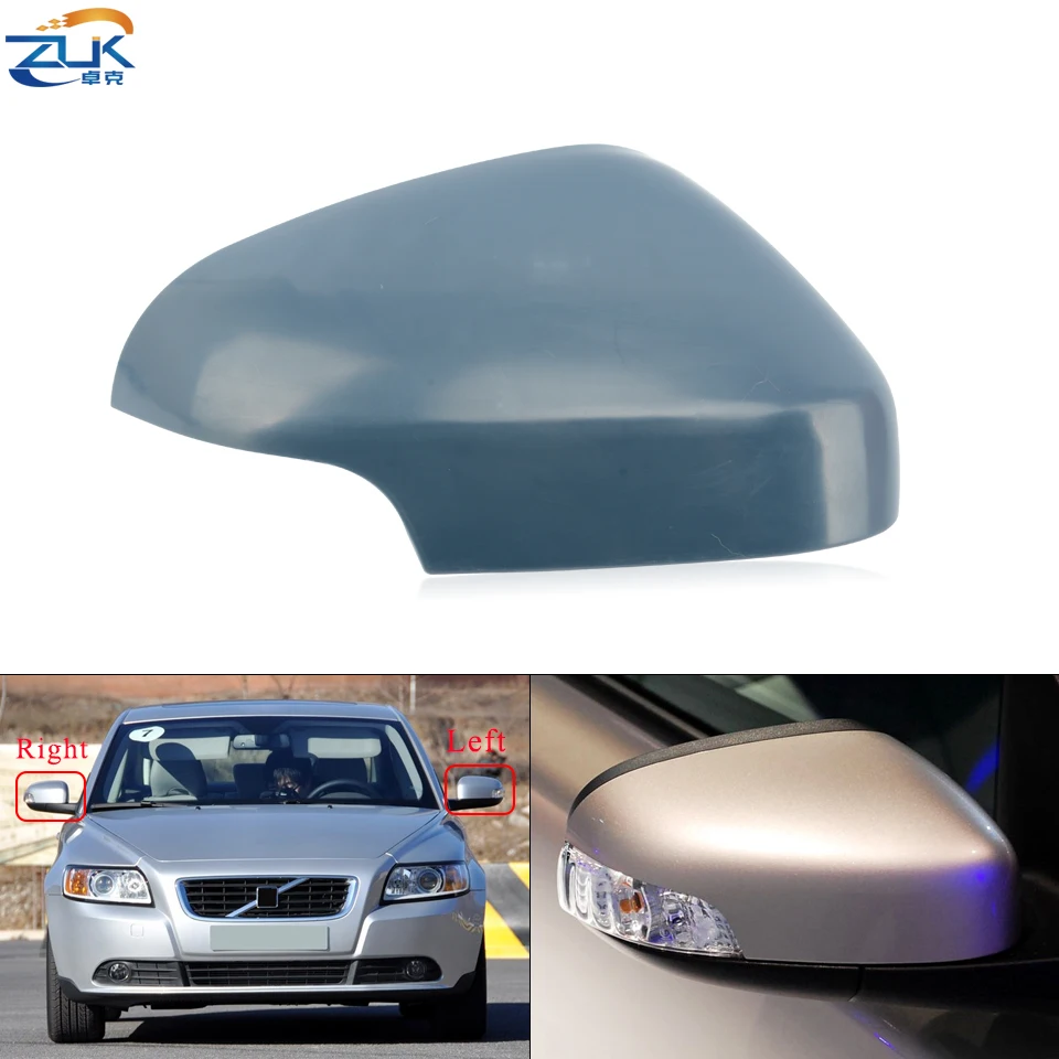 ZUK Exterior Rearview Mirror Cover For Volvo S40 C30 C70 V50 2007 2008 2009 Outer Rear View Side Mirror Shell Housing Cap