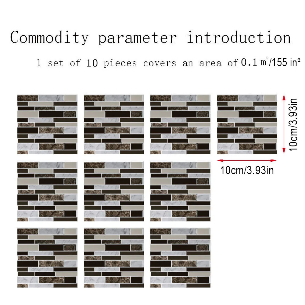 Adesivo da parete per piastrelle a mosaico con pellicola lucida, autoadesivo impermeabile e antivegetativa, ristrutturazione della cucina, carta da