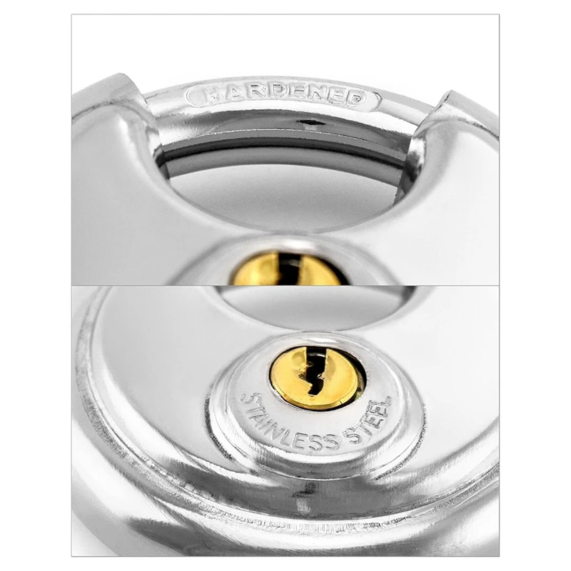 ABFT-Disc Locks, Heavy Duty Steel Keyed Padlock Disc Storage Locks For Storage Unit Moving Trailers, 3/8Inch Shackle