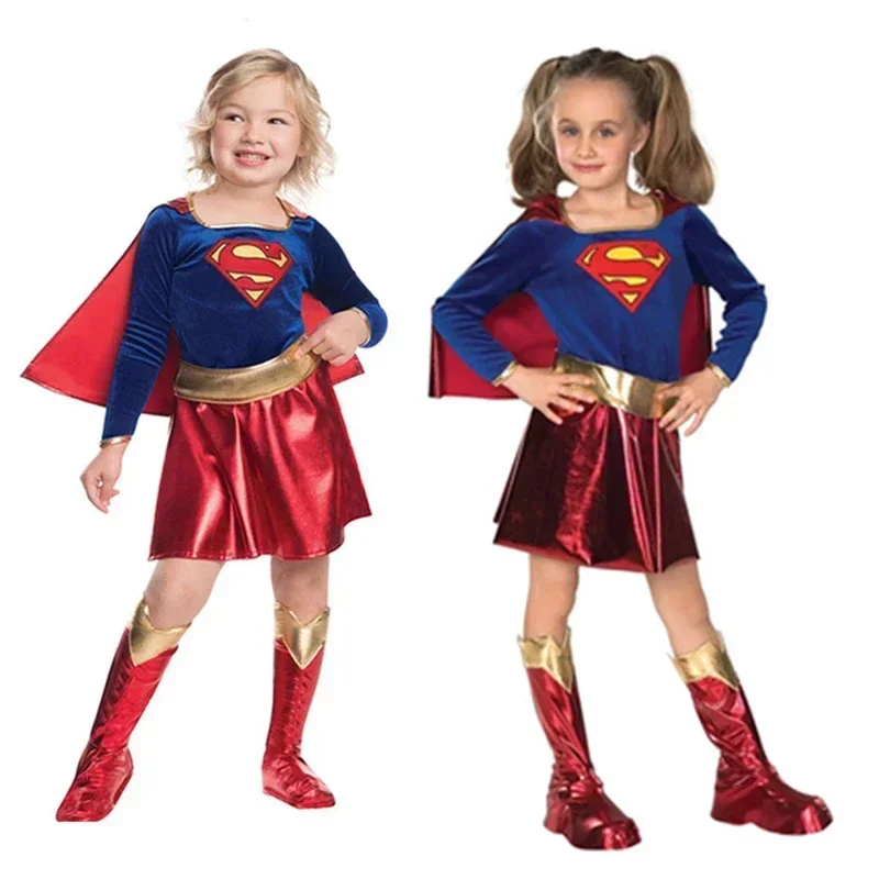 Children\'s Day Carnival Kids Superhero Super Girls Cosplay Costumes Cloaks Party Dress Birthday Clothes Halloween