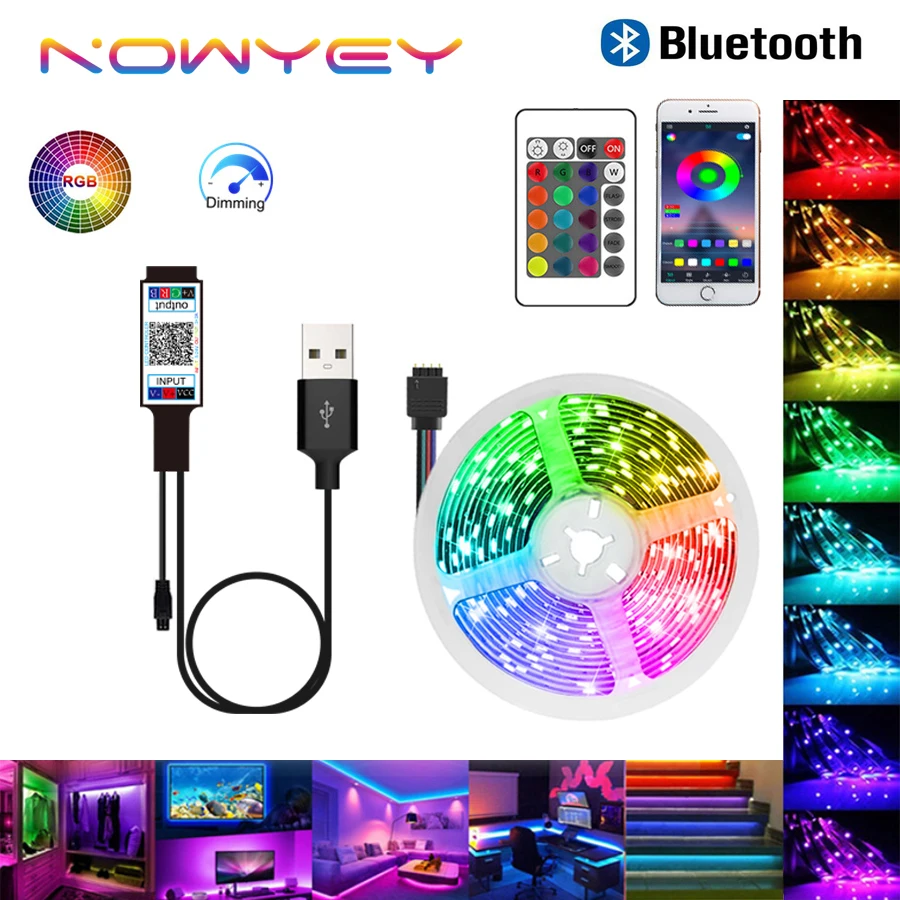 Taśma LED DC 5V 5050 USB Bluetooth elastyczna taśma gra komputerowa ekran RGB wstążka 1-5M dekoracja podświetlenie TV