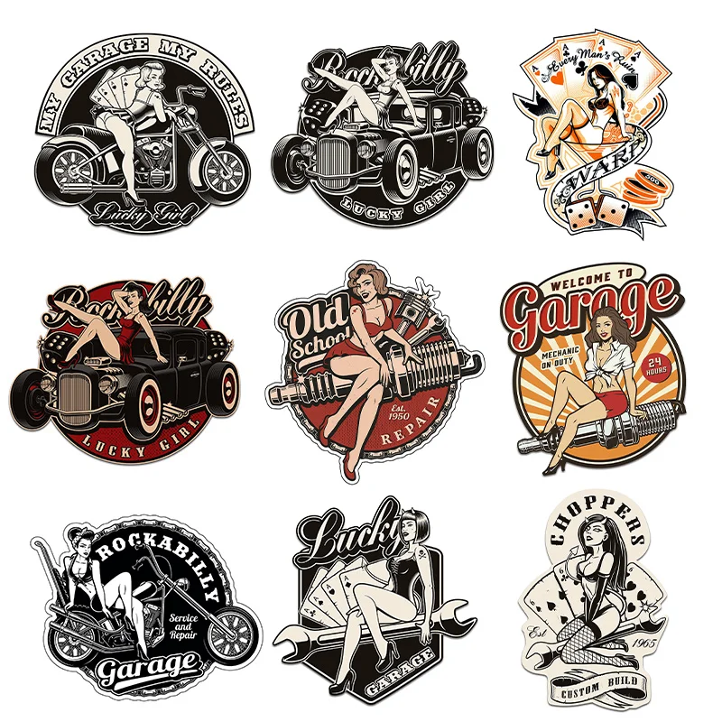 

My Carage My Bules Vintage Playing Cards Sexy Beauty Car Stickers Car Decal for Helmet Trunk Laptop Motorcycle Decal