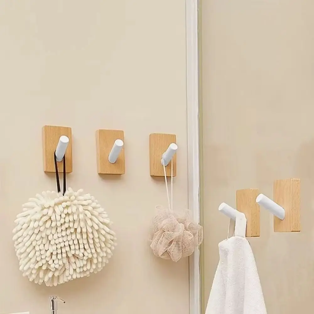 

Creamy Style Solid Wood Hook Wall Mounted Natural Walnut Single Hook Round Design Metal Pothook No Drilling Hook Entrance