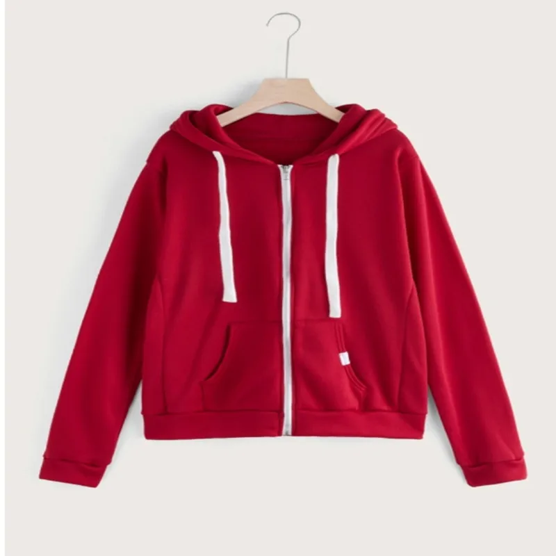 2023 New Zipper Hoodies Women Fashion Long Sleeve Hooded Sweatshirt Hot Sale Casual Autumn Winter Sportwear Solid Clothes