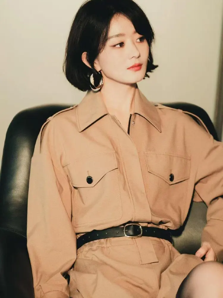 Kaki vêtements de travail combinaison orts femmes début automne nouveau Faion pantalons décontractés taille haute jambe droite trajet Sle