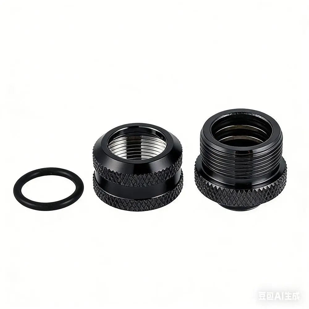 2PCS Quick Tightening G1/4 Compression Fitting OD 14MM Silver/Black Extender Connector Pass-Through Fittings Water Cooling Build
