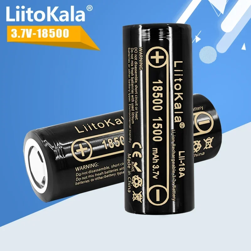 1-40pcs LiitoKala Lii-18A 18500 1500mah rechargeable Battery 18500 battery 3.7V For lashlight Wholesale Safe Li-Ion