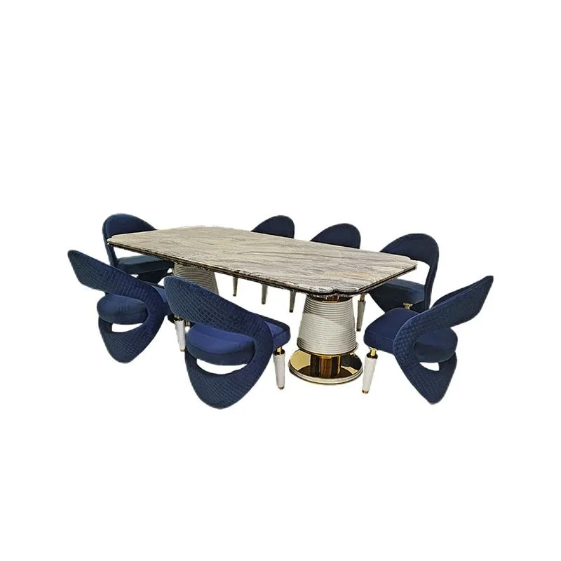 marble dining table and chair combination light luxury high-end restaurant home modern rectangular dining table