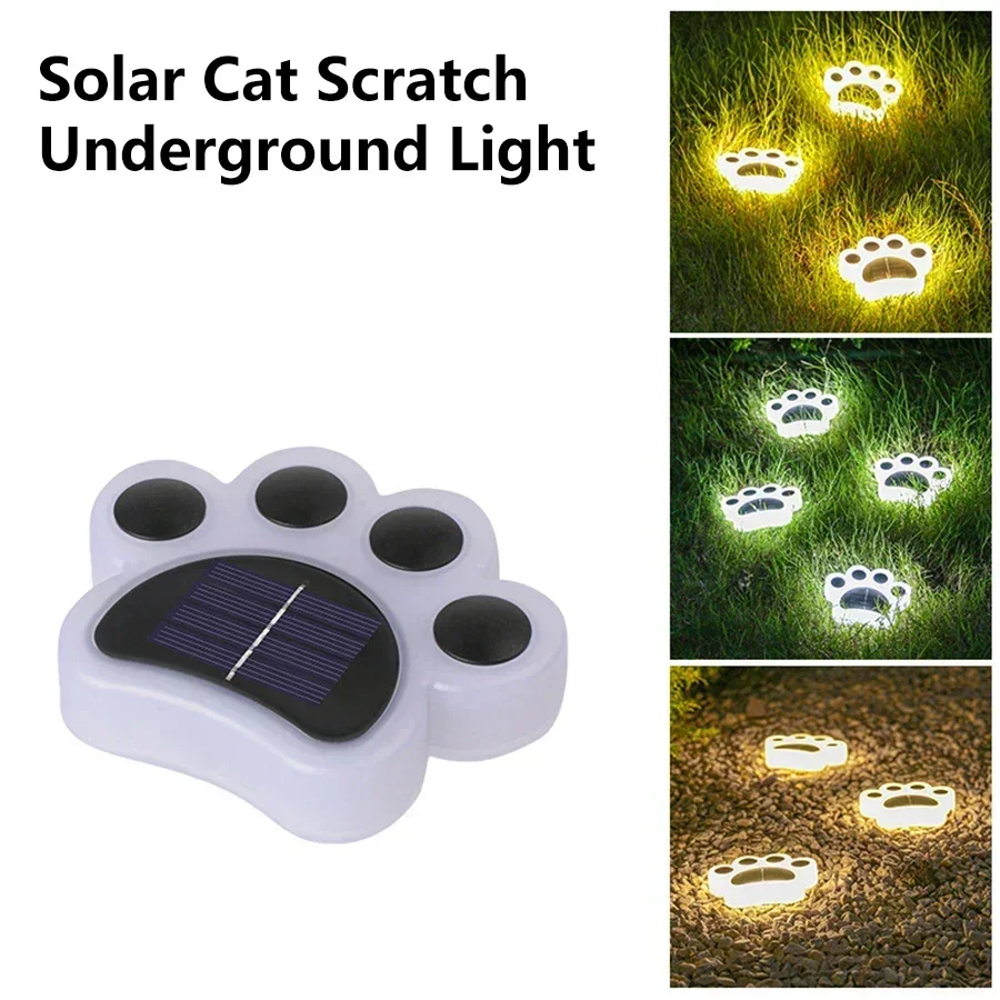 4pcs Outdoor Waterproof Solar Cat Claw Buried Light LED Floor Light Garden Yard Garden Villa Landscape Lighting Lawn Light