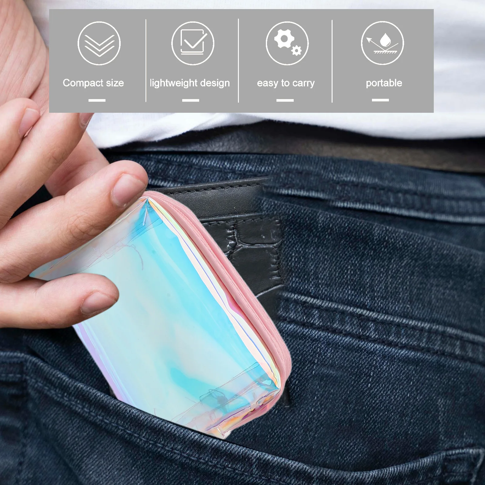 4 قطعة سلسلة مفاتيح صغيرة للعملات المعدنية لمحفظة صغيرة شفافة قزحي الألوان وسحاب الحقيبة المحمولة تغيير المحفظة خفيفة الوزن #4