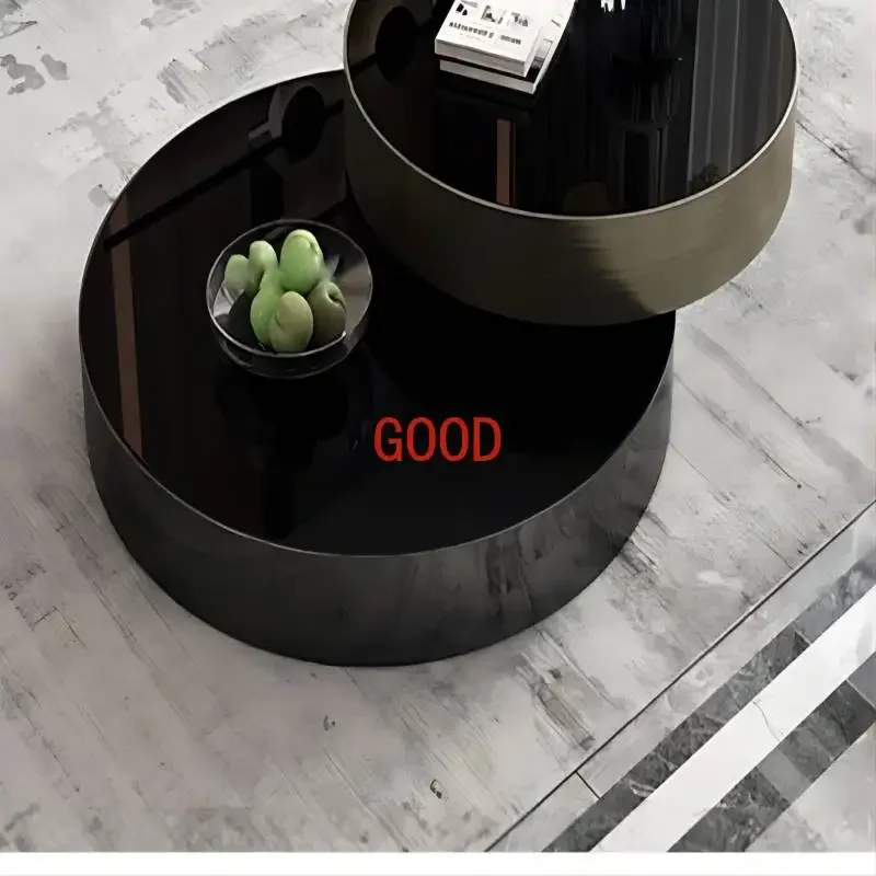 غرفة المعيشة المنزل الحديثة الخفيفة الفاخرة طاولة القهوة الدوارة المستديرة الإنترنت المشاهير طاولة القهوة الزجاجية المقسى #5